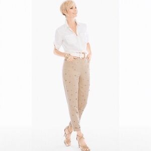 Chico's Scattered Gems Ankle Pants Brown Ultimate Fit Size 2 (12/14)